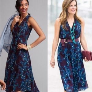 CAbi Treasure Blue and Purple Paisley Midi Dress